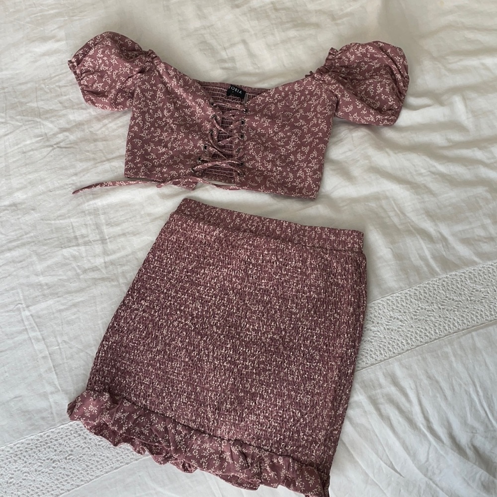 Floral Two-Piece Skirt Set